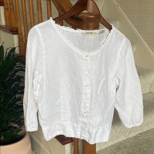 Eddie Bauer Cream Linen Blouse